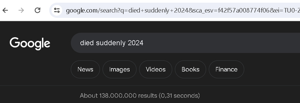 Google search on Died Suddenly 2024